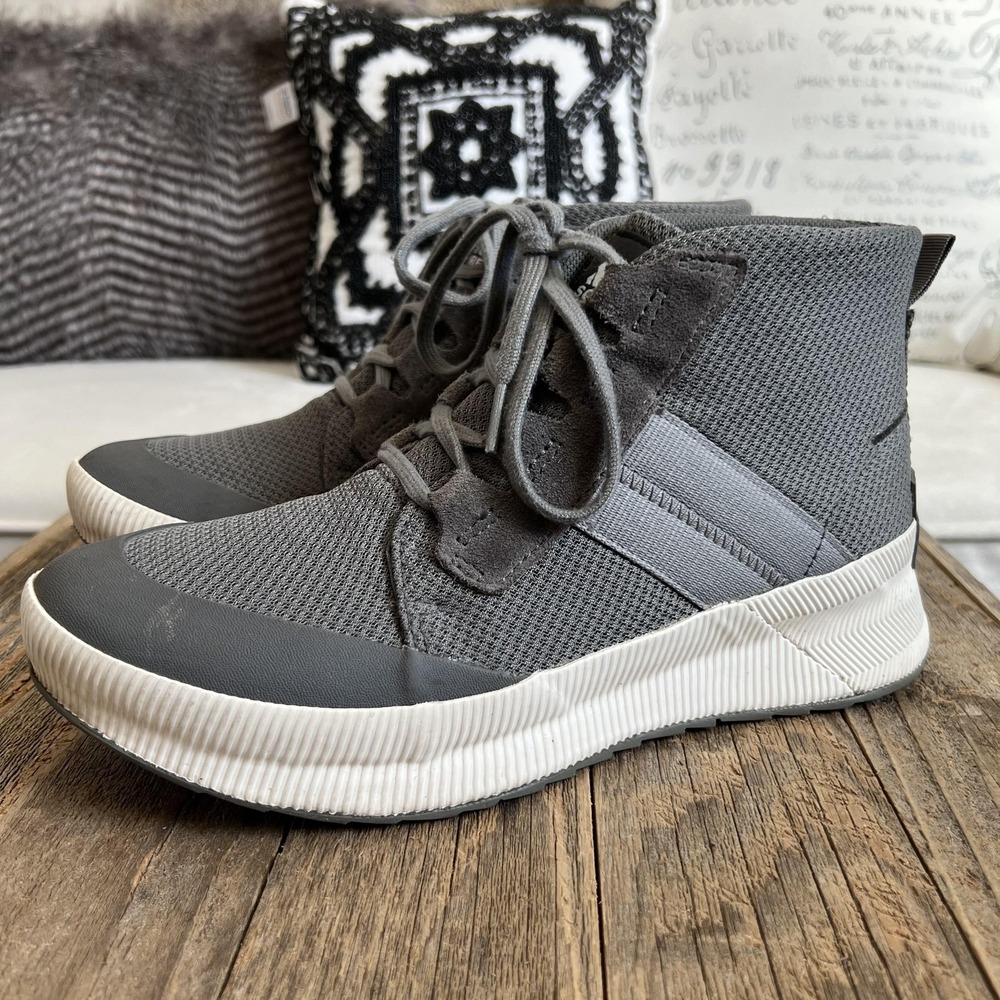 Sorel Shoes Womens Size 9.5 Gray Mesh Mid Top Walking Sneaker Boots Casual